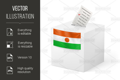 Ballot box with voting paper. Niger