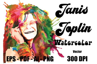 Janis Joplin  watercolor  Vector EPS PNG PDF Ai