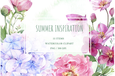 Watercolor flower clipart, peony sublimation, flower wreath