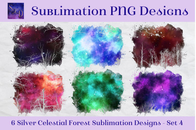 Sublimation PNG Designs - Silver Celestial Forest - Set 4