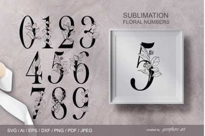 Floral numbers sublimation bundle. SVG cricut files / DXF