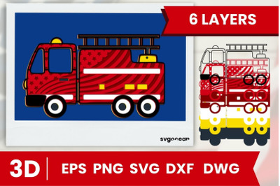 Fire Engine Layered Cut File