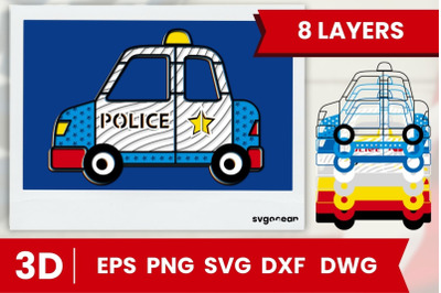 Police Car Layered Cut File