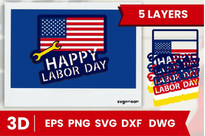 Happy Labor Day Layered Cut File