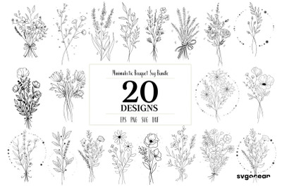 Minimalistic Bouquet SVG Bundle