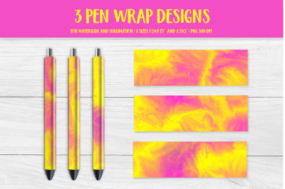 Pink Yellow Marble Pen Wrap Sublimation or Waterslide