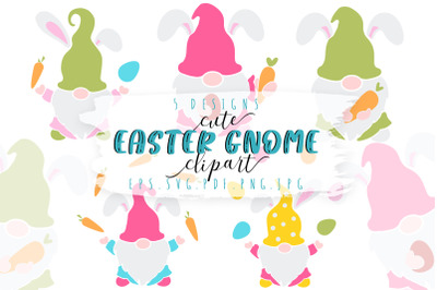 Cute Easter Gnome Clipart Bundle