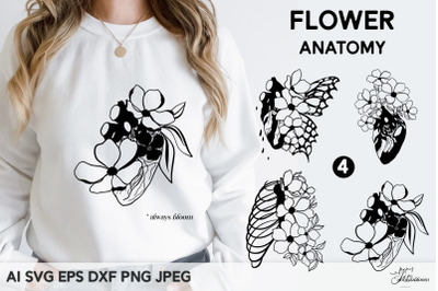 Flower heart SVG Flower anatomy svg Halloween shirt svg png