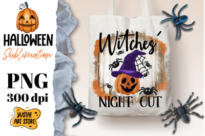 Halloween pumpkin sublimation design. Witches Night Out