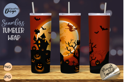 Halloween haunted house | Seamless Pattern for Tumbler 20 oz Sublimati