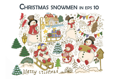 Christmas snowmen in eps 10