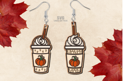 Coffee Earrings SVG Laser Cut Files | Fall Pumpkin SVG Glowforge Files