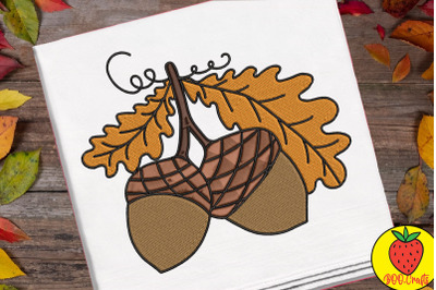 Acorn And Leaf Embroidery Design