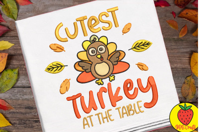Cutest Turkey At The Table Embroidery Design