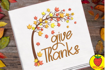 Autumn Give Thanks Embroidery Design