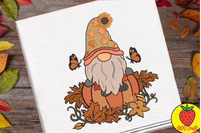 Gnome Autumn Embroidery Design