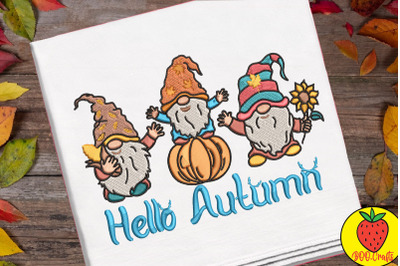 Hello Autumn Gnomes Embroidery