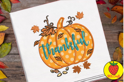Pumpkin Thankful Embroidery Design