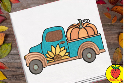 Pumpkin Truck Embroidery Design
