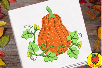 Pumpkin And Flowers Embroidery