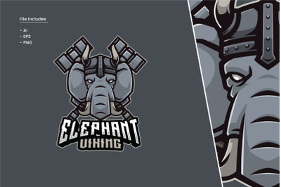 Elephant Viking Logo Template