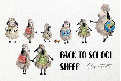 Watercolor Back to School Sheep