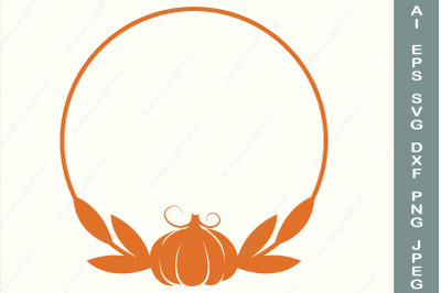 Pumpkin monogram svg, Fall wreath svg, Autumn pumpkin border svg