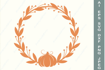 Fall pumpkin circle monogram svg&2C; Farmhouse wreath svg