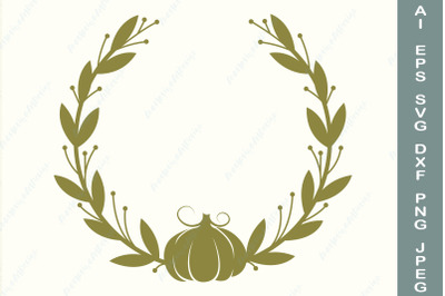 Fall wreath monogram svg&2C; Pumpkin border svg