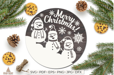 Christmas door sign with snowmen | Merry christmas sign