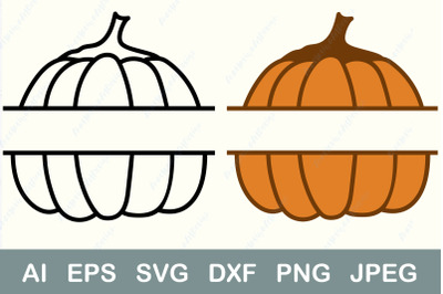 Pumpkin split monogram svg&2C; Fall split frame svg