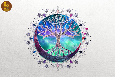 Tree of Life Cresent Moon Phases Mandala