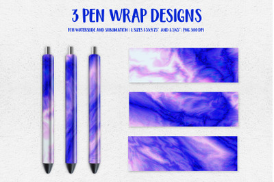 Blue Purple Marble Pen Wrap Template Sublimation or Waterslide