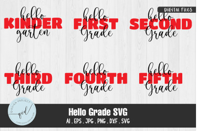 6 Hello Grade SVG, Back To School SVG