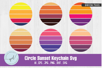 6 Circle Sunset Keychain SVG