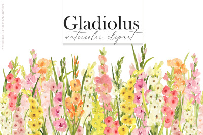 Gladiolus Watercolor Floral Clipart