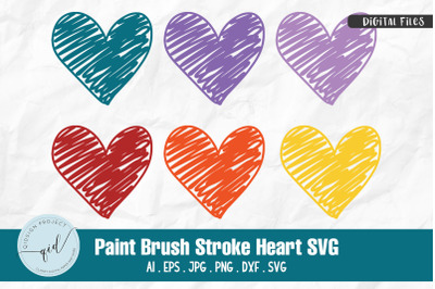 6 Paint Brush Stroke Heart SVG