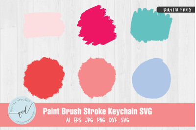 6 Paint Brush Stroke Keychain SVG