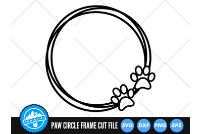 Paw Circle Frame SVG | Pawprint Monogram Cut File | Dog Paw Border