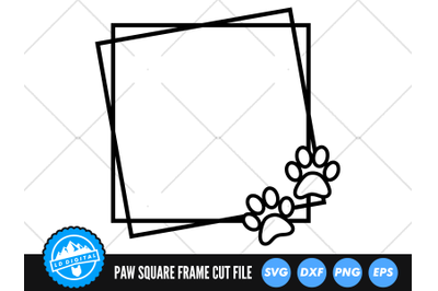 Paw Square Frame SVG | Pawprint Monogram Cut File | Dog Paw Border