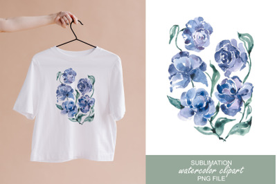 Watercolor flower bouquet sublimation / clipart- 1 png file