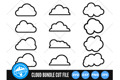 Cloud Outline Bundle SVG | Cloud Cut File | Cloud Silhouette