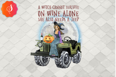 Jeep Wine Witch Vibes Halloween Design