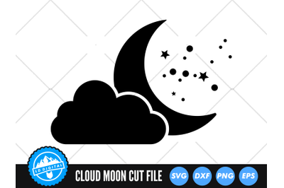 Moon and Cloud SVG | Stars Cut File | Nursey Clip Art