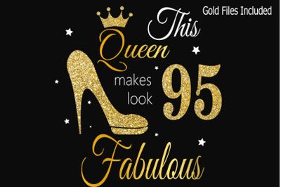 95th birthday svg, Queen Birthday 95th Svg, Gold glitter 95th Birthday