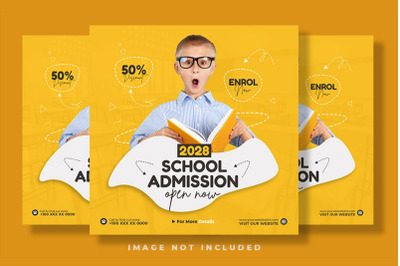 School Admission Yellow Social Media Post