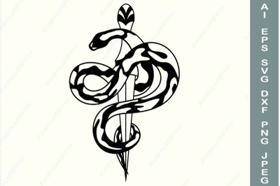 Snake with dagger svg&2C; Gothic svg&2C; Snake silhouette