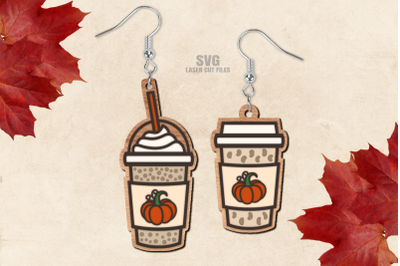 Pumpkin Coffee Earrings SVG Laser Cut Files | Fall SVG Glowforge Files