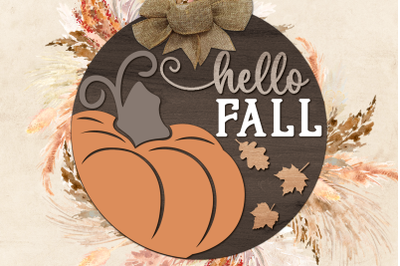 Hello Fall SVG Laser Cut Files | Pumpkin SVG Welcome Sign Glowforge