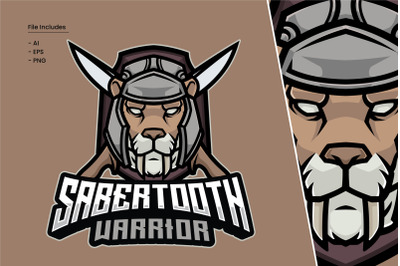 Sabertooth Warrior Logo Template